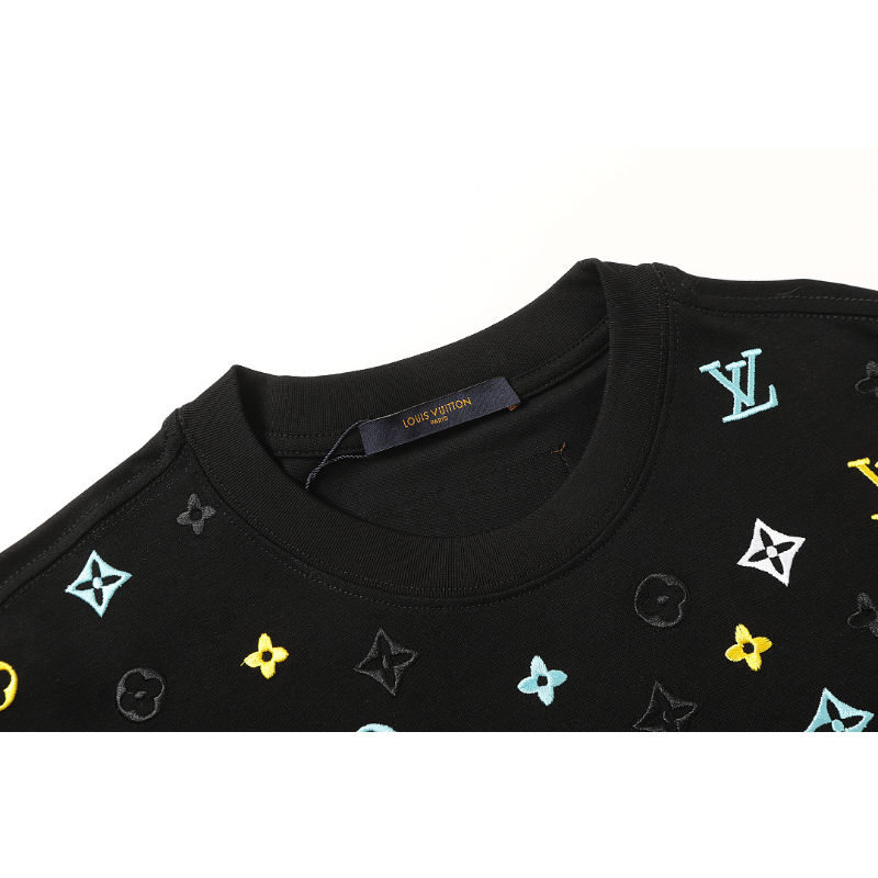 LVC159 High quality men's short sleeved heavy-duty embroidered T-shirt, pure cotton top Clothing