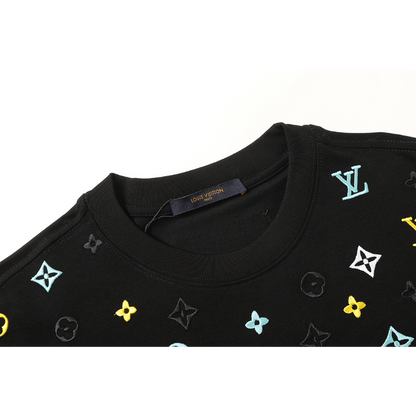 LVC159 High quality men's short sleeved heavy-duty embroidered T-shirt, pure cotton top Clothing