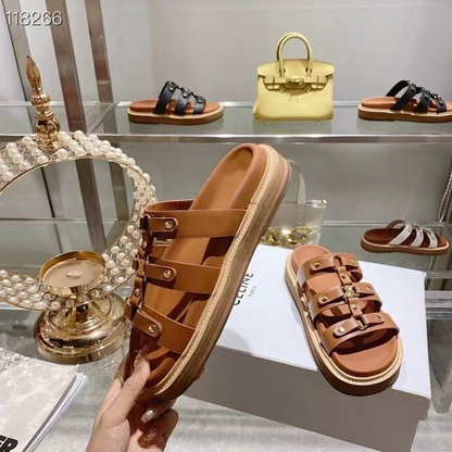 MCS32 Synthetic Leather slippers 35-42 Shoes With box