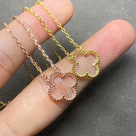 VAN51  Women's New Product White Crystal Single Flower Necklace Jewelry