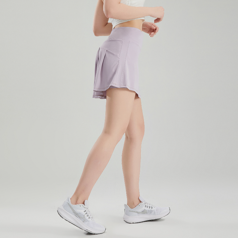 zalo3118  Women's naked training, running, fitness, yoga short skirt, anti glare double-layer quick drying tennis skirt clothing