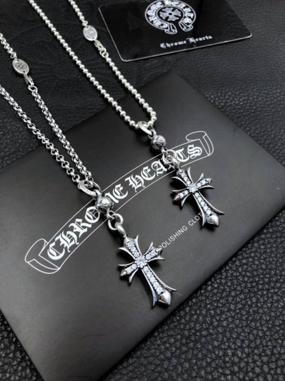 CHSN1  Classic men's and women's diamond studded cross necklace jewelry