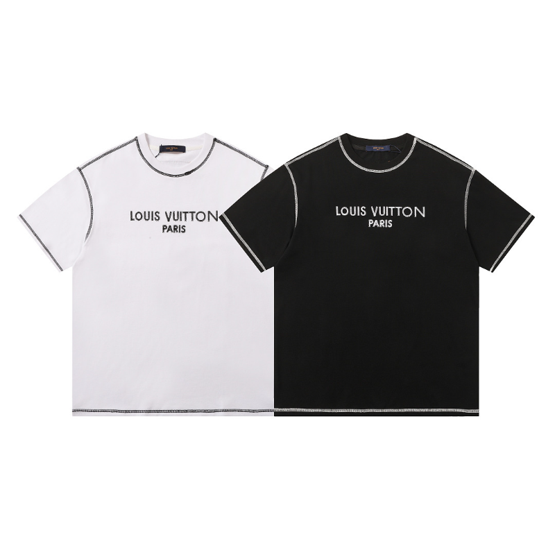 LVC165 High quality men's short sleeved heavy-duty embroidered T-shirt, pure cotton top Clothing