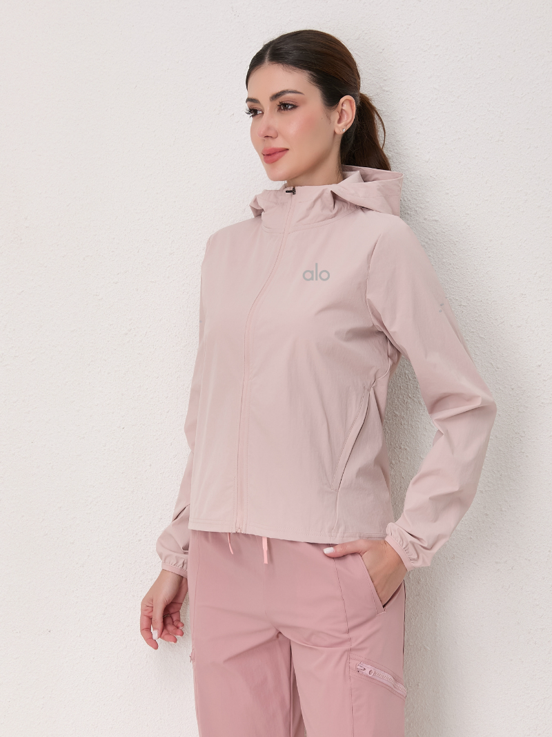 zalo314  Women's sports windbreaker, yoga running gym hooded zipper jacket, thin clothing