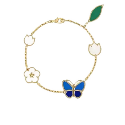 VAB101 Butterfly bracelet, high-end flower and green leaf necklace jewelry ring