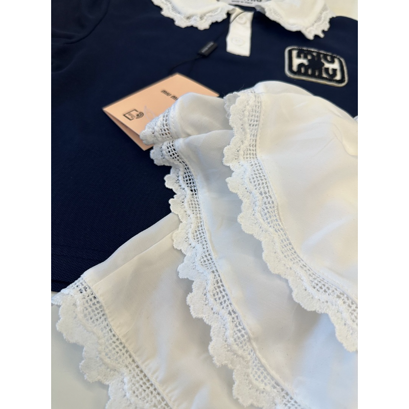 TMIUC2 New girls' summer cotton collar top+cotton shorts set Clothing