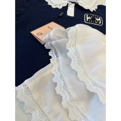 TMIUC2 New girls' summer cotton collar top+cotton shorts set Clothing