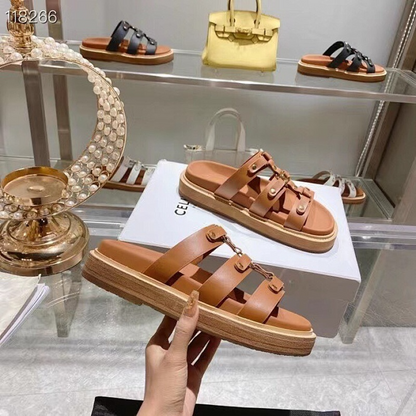MCS32 Synthetic Leather slippers 35-42 Shoes With box