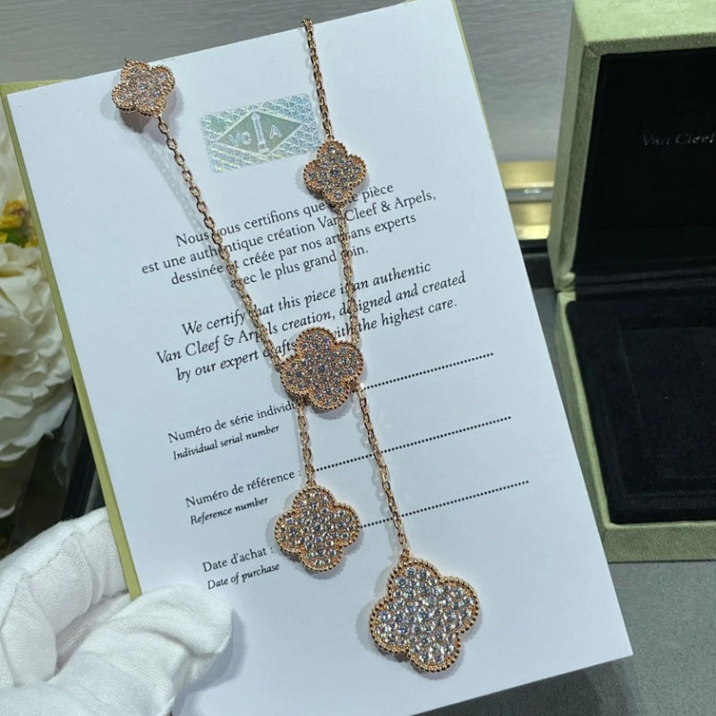 VAN45  New women's full diamond six flower necklace jewelry
