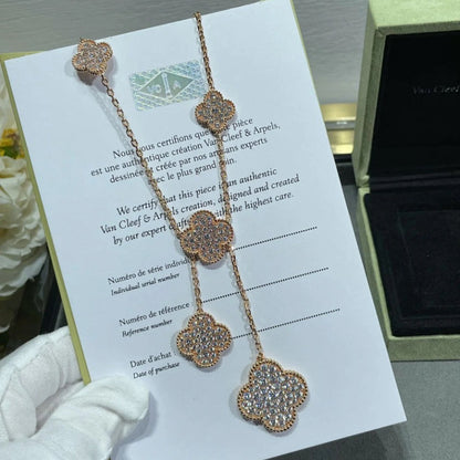 VAN45  New women's full diamond six flower necklace jewelry