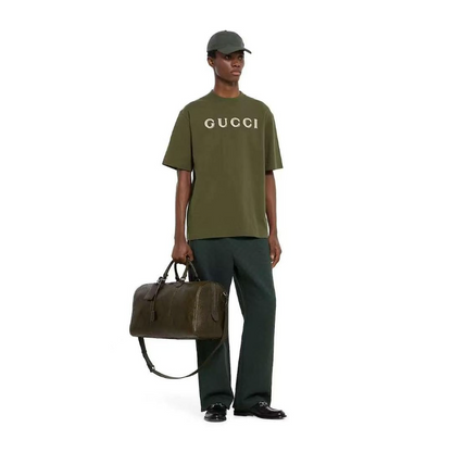 GUC02 High quality men's short sleeved heavy-duty embroidered T-shirt, pure cotton top Clothing