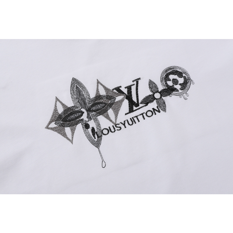 LVC158 High quality men's short sleeved heavy-duty embroidered T-shirt, pure cotton top Clothing