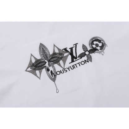 LVC158 High quality men's short sleeved heavy-duty embroidered T-shirt, pure cotton top Clothing