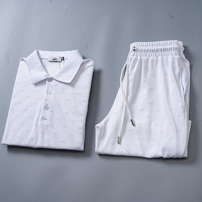 ALOC5 New Men's Summer Cotton Top+Shorts Set Clothing