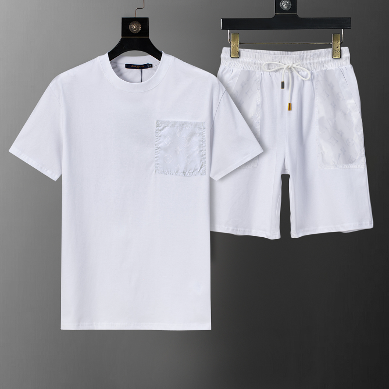 LVC121 New men's summer pure cotton short sleeved top+shorts two-piece outfit Clothing