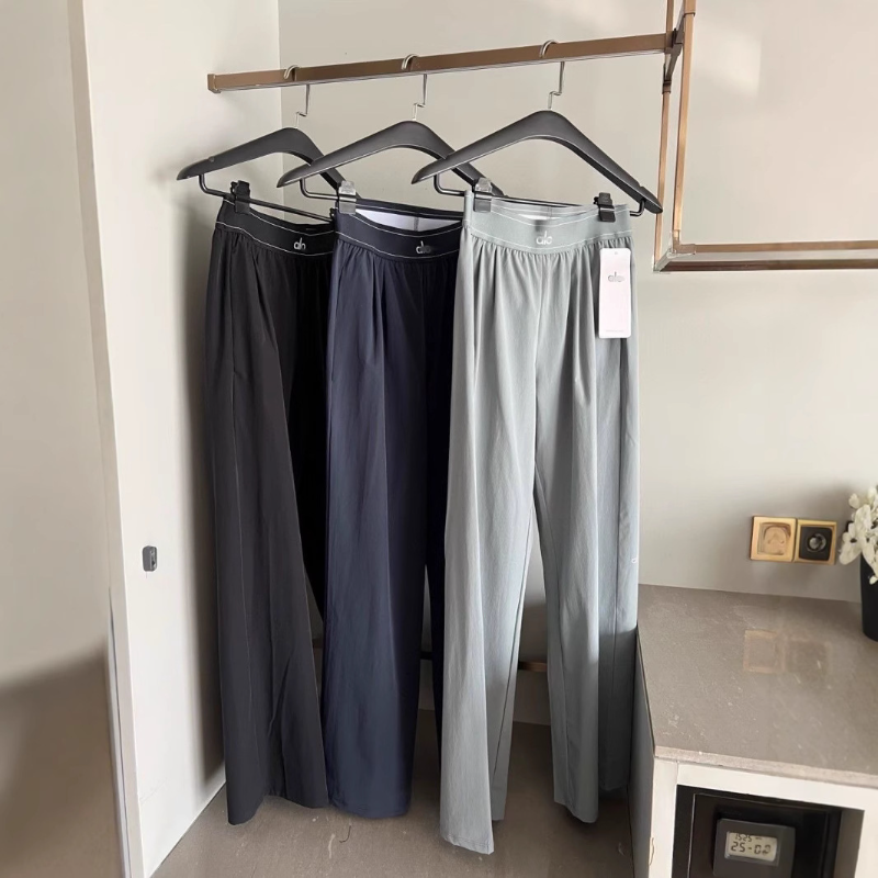 ALS1 sports pants with woven webbing, loose and slimming, slim and lightweight, wide leg pants, high waist pants
