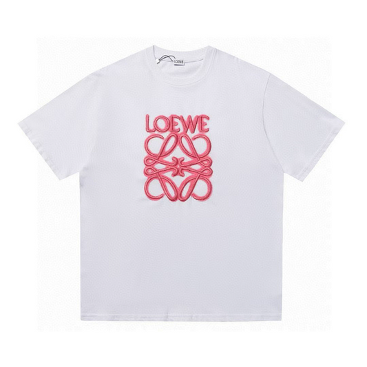 LOC43 High quality men's short sleeved heavy-duty embroidered T-shirt, pure cotton top Clothing