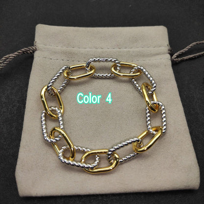 DY DB82 color blocked chain bracelet, popular  twisted wire copper gold-plated bracelet jewelry