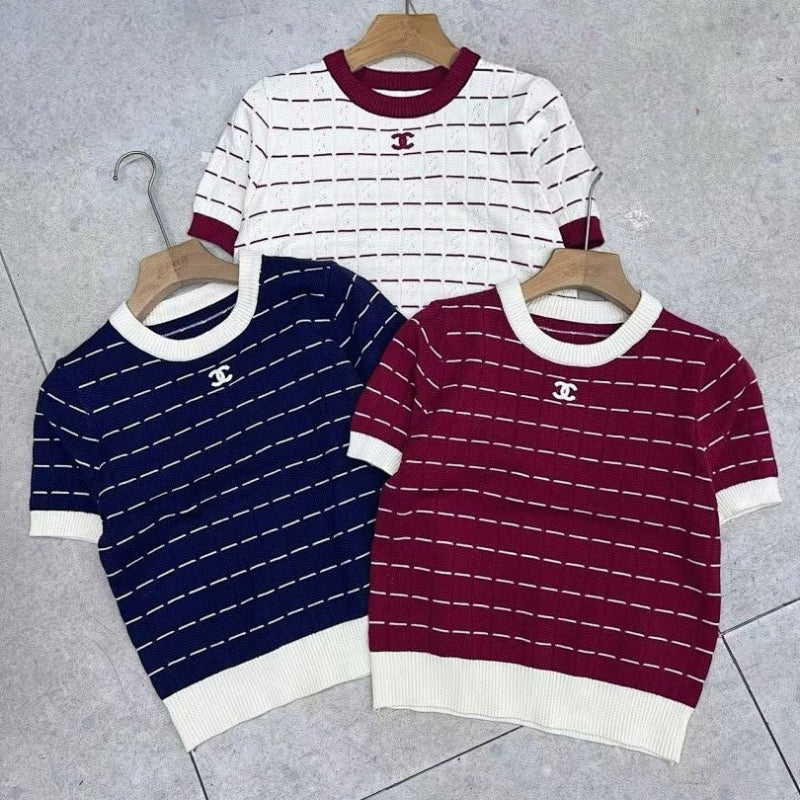 CHC11 New women's summer T-shirt knitted ice silk fabric clothes