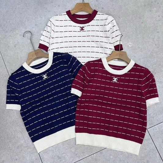 CHC11 New women's summer T-shirt knitted ice silk fabric clothes