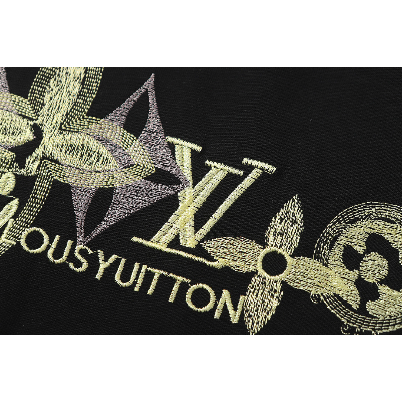 LVC158 High quality men's short sleeved heavy-duty embroidered T-shirt, pure cotton top Clothing