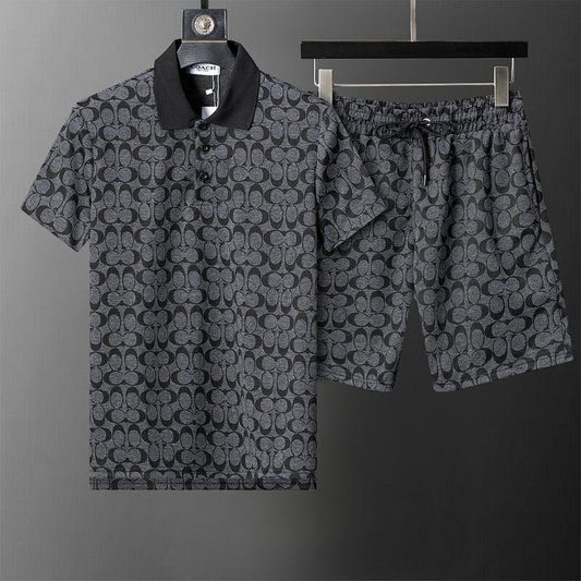 COC1 New men's short sleeved polo top+shorts clothing