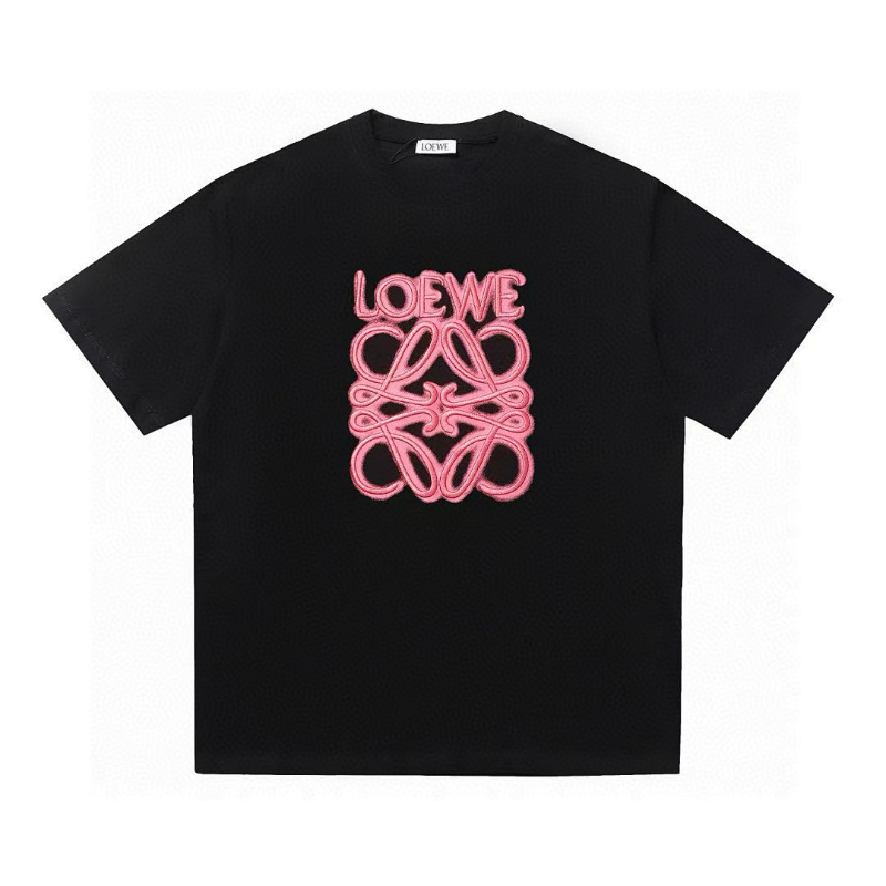 LOC43 High quality men's short sleeved heavy-duty embroidered T-shirt, pure cotton top Clothing