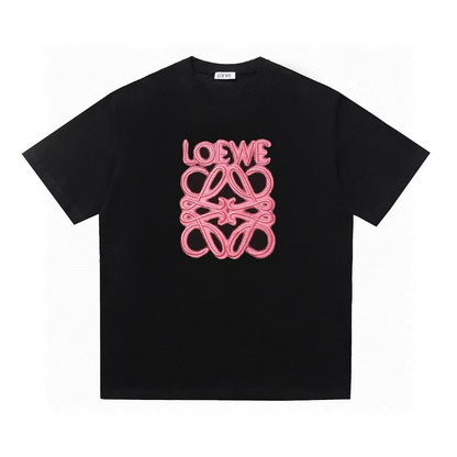 LOC43 High quality men's short sleeved heavy-duty embroidered T-shirt, pure cotton top Clothing