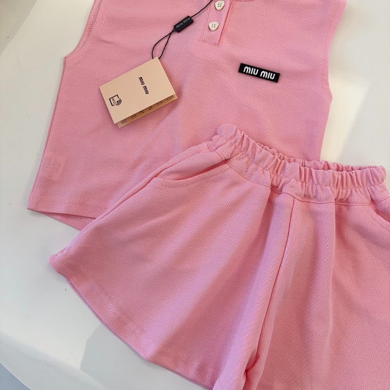 TMIUC1 New girls' summer cotton collar top+cotton shorts set Clothing