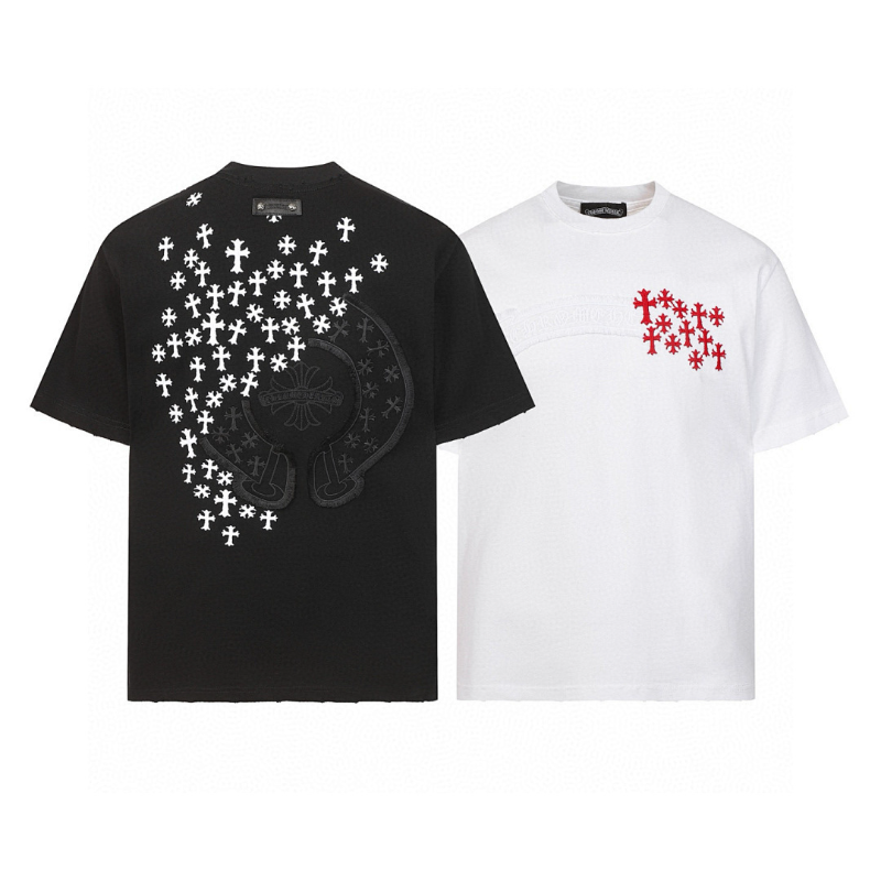 KLC10 High quality men's short sleeved heavy-duty embroidered T-shirt, pure cotton top Clothing