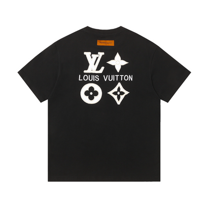 LVC163 High quality men's short sleeved heavy-duty embroidered T-shirt, pure cotton top Clothing