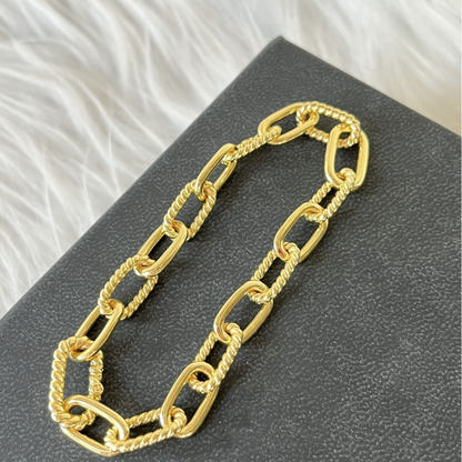 DY DB82 color blocked chain bracelet, popular  twisted wire copper gold-plated bracelet jewelry