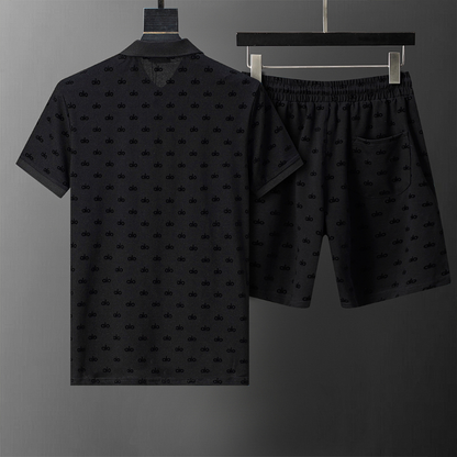 ALOC5 New Men's Summer Cotton Top+Shorts Set Clothing
