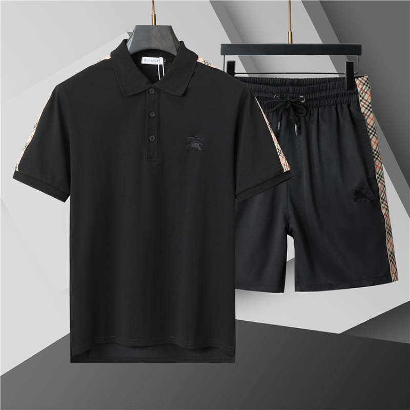 BUC010  New men's summer embroidered polo top+shorts two-piece set Clothing