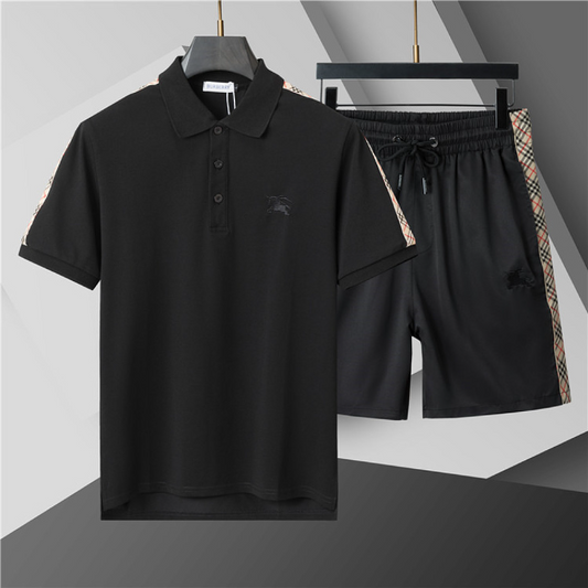 BUC010  New men's summer embroidered polo top+shorts two-piece set Clothing