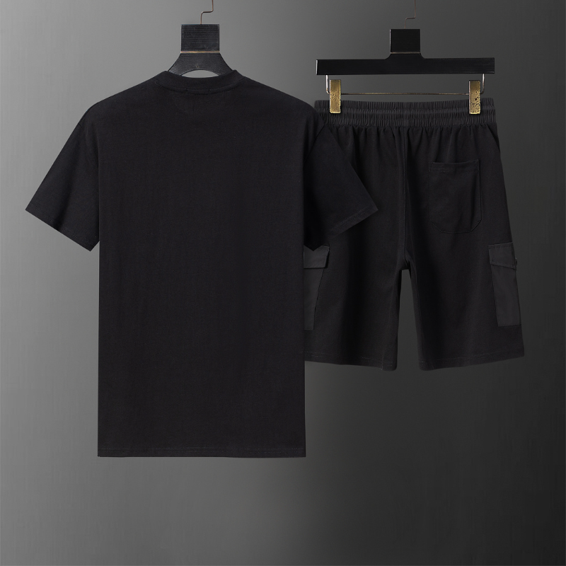 MOC044  New men's summer pure cotton polo top+shorts two-piece outfit clothing