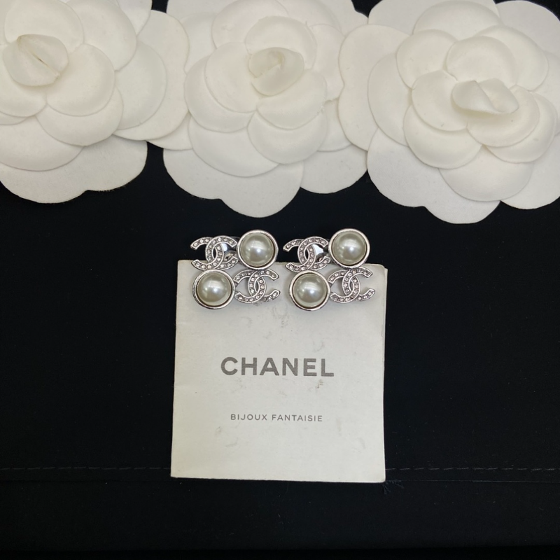 CHN103  Women's New Fashion Pearl Double C Earnail Necklace Set Jewelry