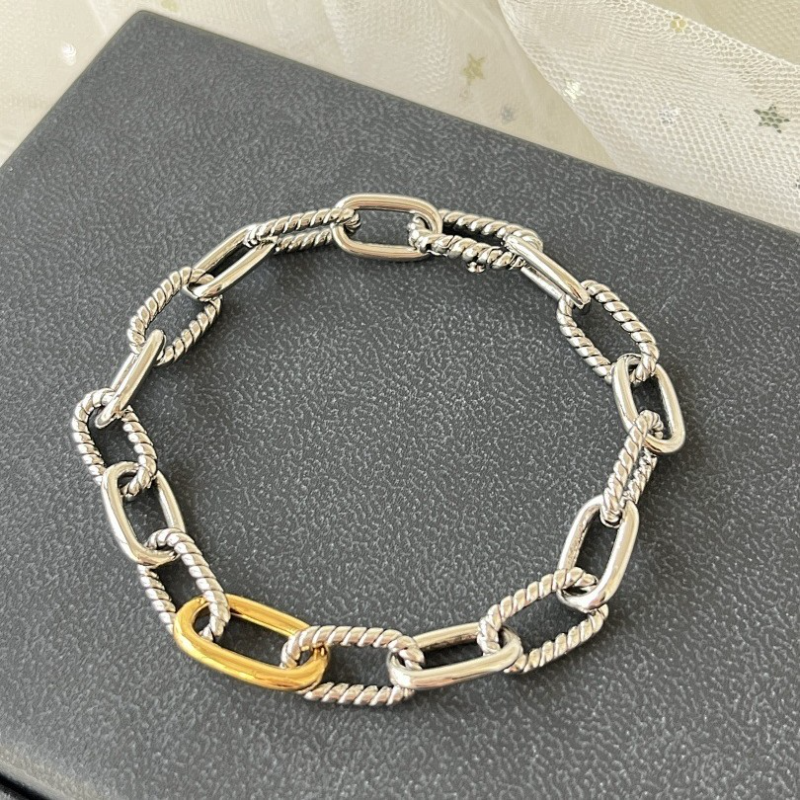 DY DB82 color blocked chain bracelet, popular  twisted wire copper gold-plated bracelet jewelry
