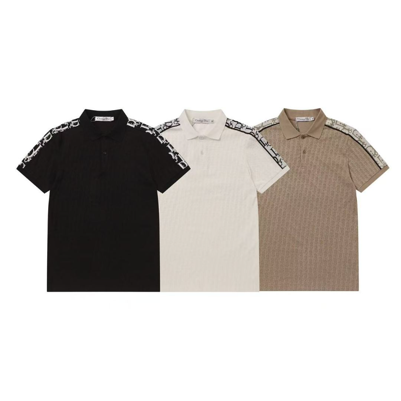 DIC39 New Summer Men's Polo Top with High Quality Beaded Pulling Frame Cotton Fabric Clothing