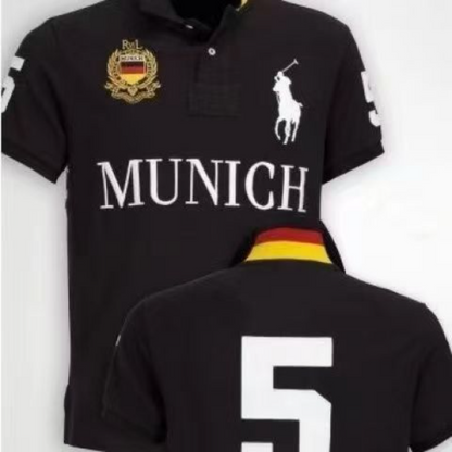 PPC1  Summer American city short sleeved top popular polo shirt men's lapel embroidered casual plus size