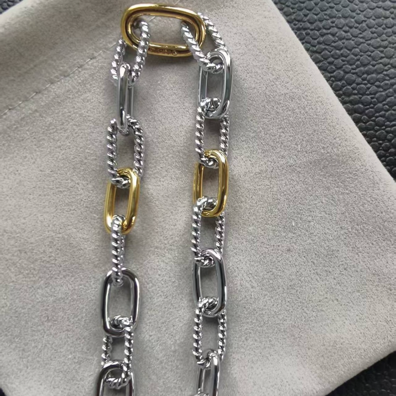 DY DB82 color blocked chain bracelet, popular  twisted wire copper gold-plated bracelet jewelry