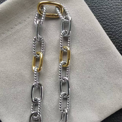 DY DB82 color blocked chain bracelet, popular  twisted wire copper gold-plated bracelet jewelry