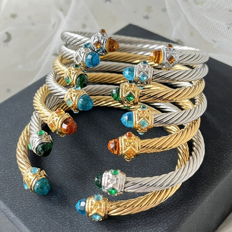 DY DB72 popular 5M twisted wire multi-color open bracelet with micro inlaid zircon jewelry