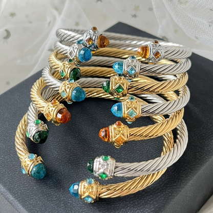 DY DB72 popular 5M twisted wire multi-color open bracelet with micro inlaid zircon jewelry