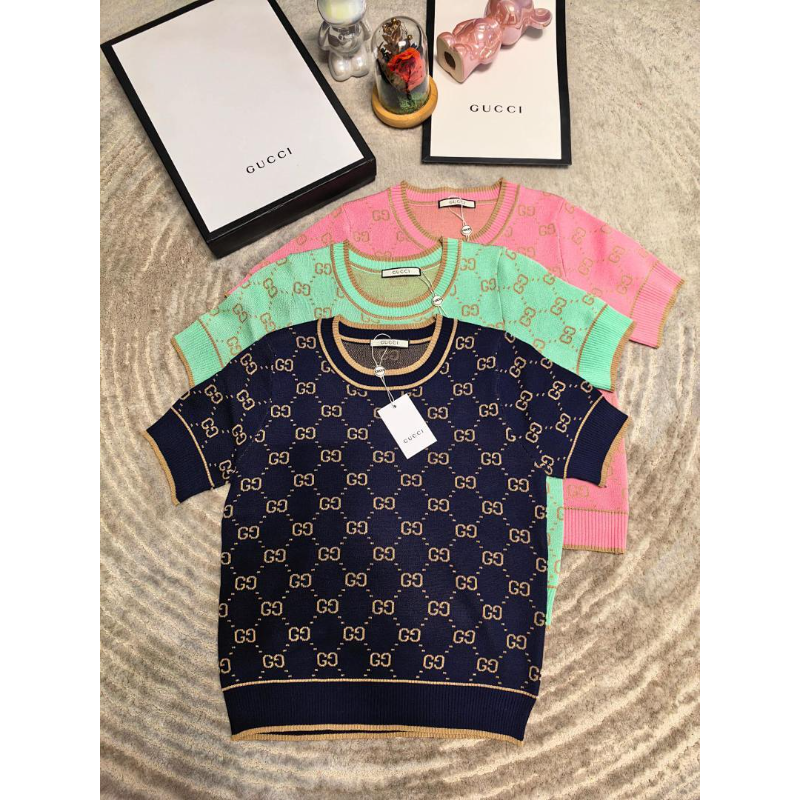 GUC16 New women's summer T-shirt knitted ice silk fabric clothes