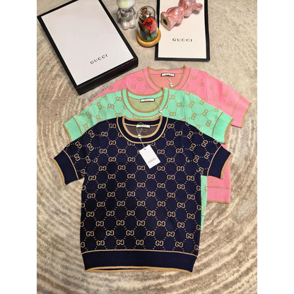 GUC16 New women's summer T-shirt knitted ice silk fabric clothes