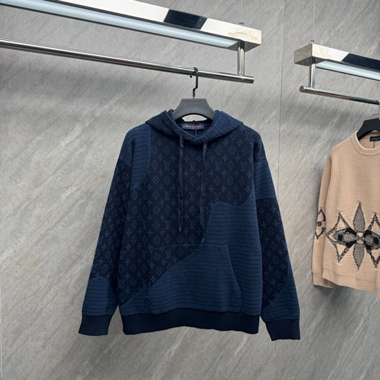 110354  New men's and women's jacquard holiday patchwork hooded jacket clothes