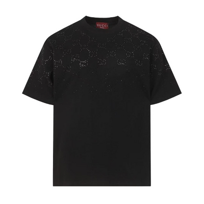 GUC01 High quality men's and women's pure cotton summer short sleeved T-shirt with diamond inlay clothing