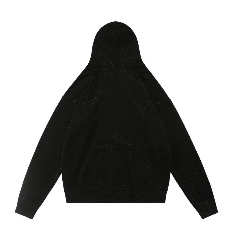 SPC13 New men's and women's autumn and winter pure cotton looped fabric zipper jacket hoodie, full body hot diamond style clothing