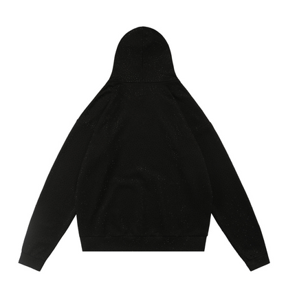 SPC13 New men's and women's autumn and winter pure cotton looped fabric zipper jacket hoodie, full body hot diamond style clothing
